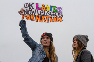 Participants in the Women's March on Washington boasted many creative signs, from this play on Beyoncé's hit song 
